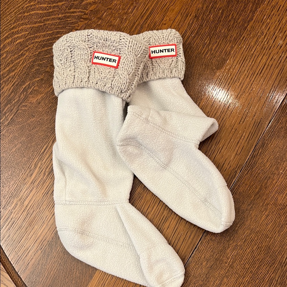 Hunter Light Grey Knit Cuff Fleece Socks